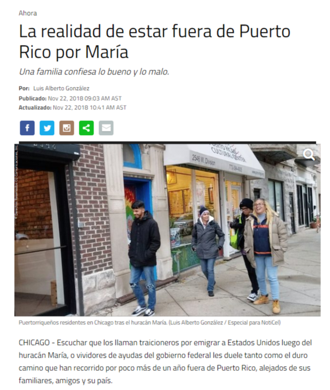 Imagen La realidad de estar fuera de Puerto Rico por María. Noticel.
