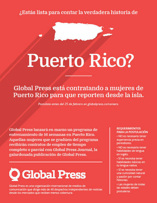 Global Press está contratando a mujeres de Puerto Rico