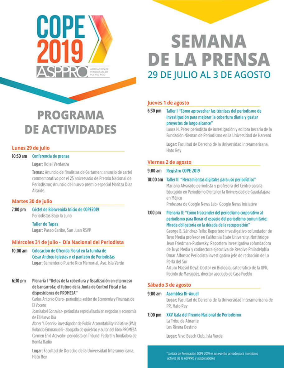 Calendario Asppro Semana de la Prensa 2019